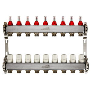 Коллектор теплого пола Euroaqua 1″x3/4″ 9 выходов, c расходомерами
