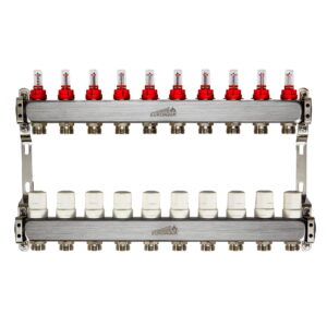 Коллектор теплого пола Euroaqua 1″x3/4″ 10 выходов, c расходомерами