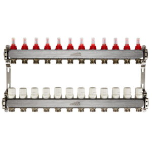 Коллектор теплого пола Euroaqua 1″x3/4″ 12 выходов, c расходомерами
