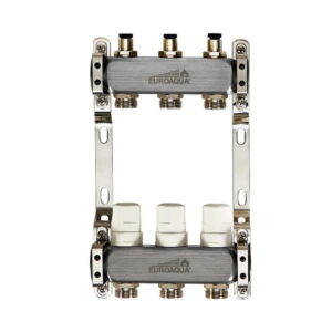 Коллектор теплого пола Euroaqua 1″x3/4″ 3 выходов, с термоголовкой