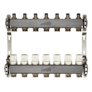 Коллектор теплого пола Euroaqua 1″x3/4″ 7 выходов, с термоголовкой