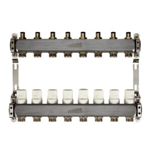 Коллектор теплого пола Euroaqua 1″x3/4″ 8 выходов, с термоголовкой