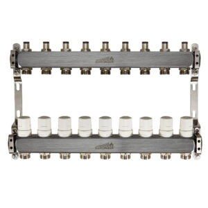 Коллектор теплого пола Euroaqua 1″x3/4″ 9 выходов, с термоголовкой