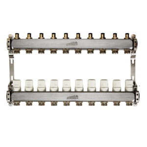 Коллектор теплого пола Euroaqua 1″x3/4″ 10 выходов, с термоголовкой