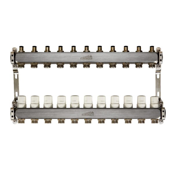 Коллектор теплого пола Euroaqua 1″x3/4″ 11 выходов, с термоголовкой