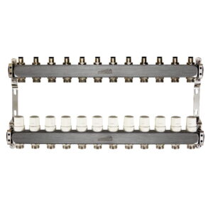 Коллектор теплого пола Euroaqua 1″x3/4″ 12 выходов, с термоголовкой