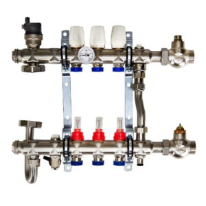 Коллектор для теплого пола Euroaqua 1″x3/4″ 3 выходов, с расходомерами