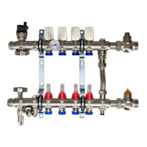 Коллектор для теплого пола Euroaqua 1″x3/4″ 4 выходов, с расходомерами