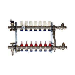 Коллектор для теплого пола Euroaqua 1″x3/4″ 7 выходов, с расходомерами