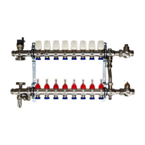 Коллектор для теплого пола Euroaqua 1″x3/4″ 8 выходов, с расходомерами