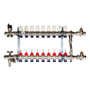 Коллектор для теплого пола Euroaqua 1″x3/4″ 9 выходов, с расходомерами