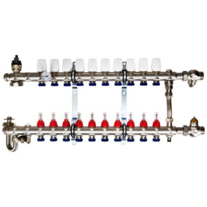 Коллектор для теплого пола Euroaqua 1″x3/4″ 10 выходов, с расходомерами