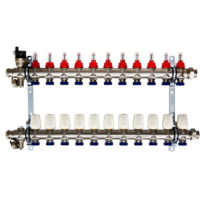 Коллектор теплого пола Euroaqua 1″x3/4″ 11 выходов, c расходомерами