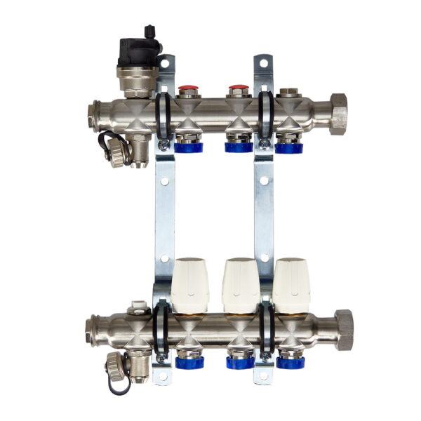 Коллектор теплого пола Euroaqua 1″x3/4″ 3 выходов, без расходомеров
