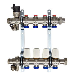 Коллектор теплого пола Euroaqua 1″x3/4″ 4 выходов, без расходомеров