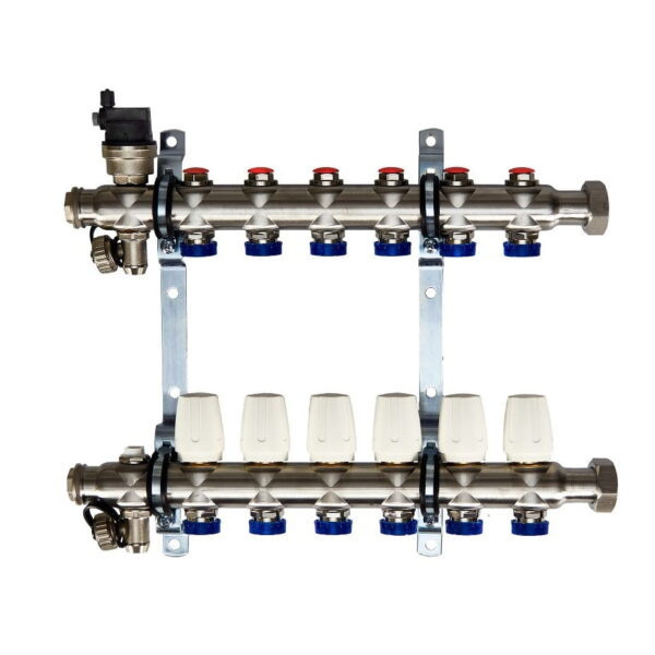 Коллектор теплого пола Euroaqua 1″x3/4″ 6 выходов, без расходомеров
