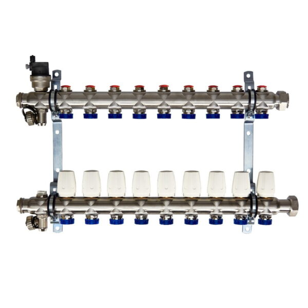 Коллектор теплого пола Euroaqua 1″x3/4″ 9 выходов, без расходомеров