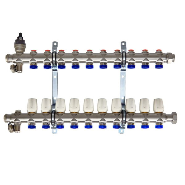 Коллектор теплого пола Euroaqua 1″x3/4″ 10 выходов, без расходомеров