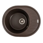 Гранітна мийка Valeso Soul 620х500 врізна, овальна, матова темна скеля