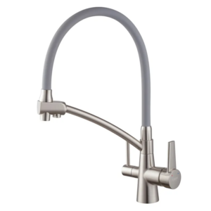 Смеситель для кухни Koer KB-72003-02 двухрычажный, нержавеющая сталь (KR3374)