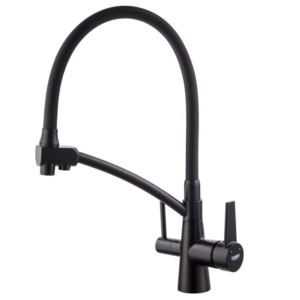 Смеситель для кухни Koer KB-72003-05 двухрычажный, черный матовый (KR3376)