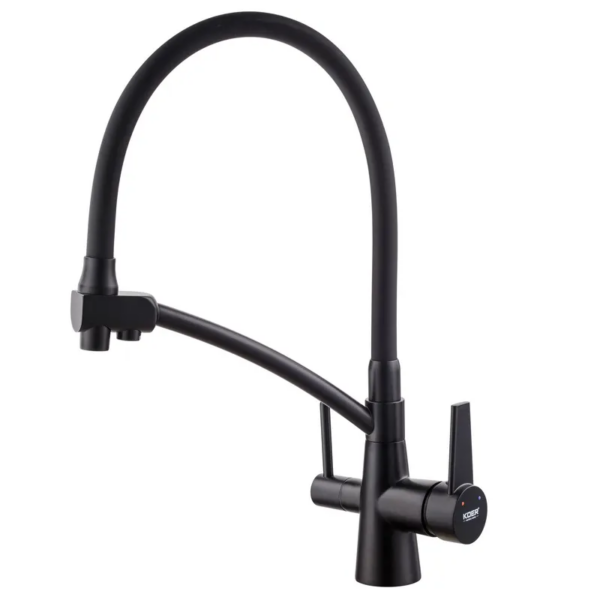 Смеситель для кухни Koer KB-72003-05 двухрычажный, черный матовый (KR3376)