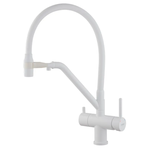 Смеситель для кухни Koer KB-72006-03 двухрычажный, белый матовый (KR3381)