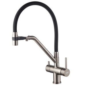 Смеситель для кухни Koer KB-72006-07 двухрычажный, графит (KR3382)