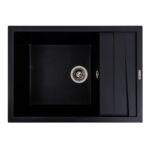 Гранітна мийка Valeso CASCADA 700х500 врізна, прямокутна, матова чорна металік
