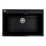 Гранітна мийка Valeso Bogema 780х500 врізна, прямокутна, матова чорна