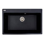 Гранітна мийка Valeso Bogema 780х500 врізна, прямокутна, матова чорна металік