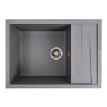 Гранітна мийка Valeso CASCADA 700х500 врізна, прямокутна, матова сіра мусон