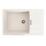 Гранітна мийка Valeso Roma 780х500 врізна, прямокутна, матова біла в точку