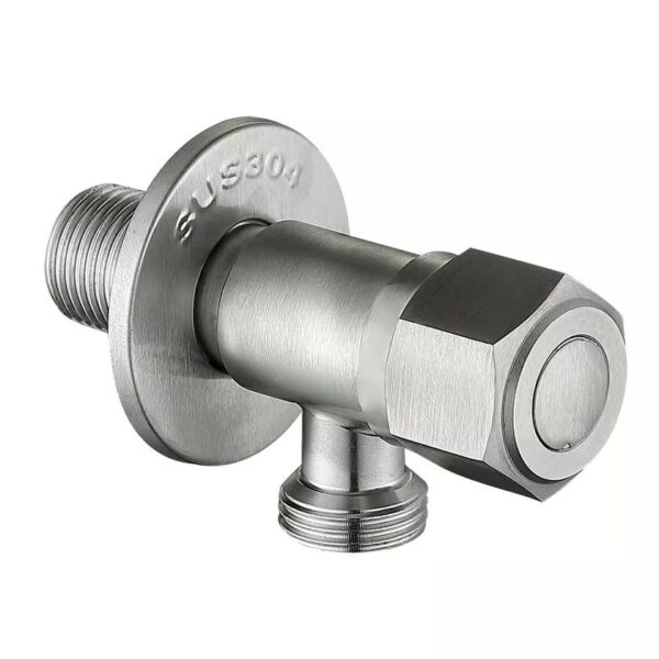 Приборный кран Wezer 1/2″x1/2″ угловой, нержавеющая сталь (SOL21A-16)