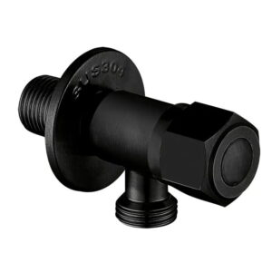 Приборный кран Wezer 1/2″x1/2″ угловой, нержавеющая сталь (SOL21A-16-BLACK)