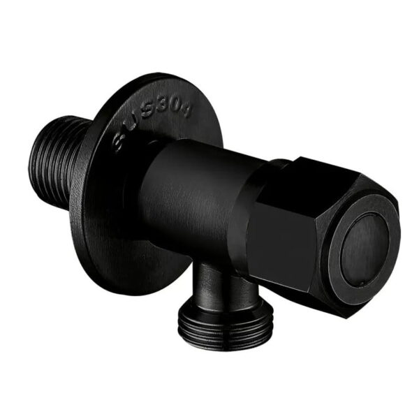 Приборный кран Wezer 1/2″x1/2″ угловой, нержавеющая сталь (SOL21A-16-BLACK)