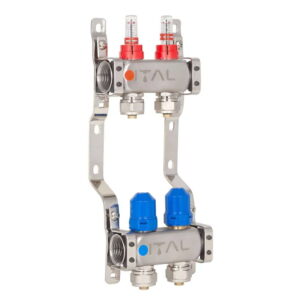 Коллектор теплого пола ITAL 1″x3/4″ 2 выходов, с расходомерами (HC1-02)