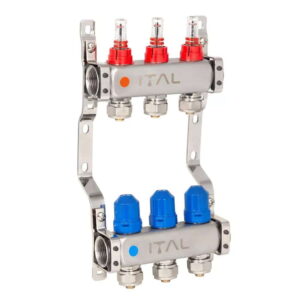Коллектор теплого пола ITAL 1″x3/4″ 3 выходов, с расходомерами (HC1-03)