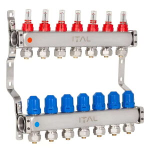 Коллектор теплого пола ITAL 1″x3/4″ 7 выходов, с расходомерами (HC1-07)
