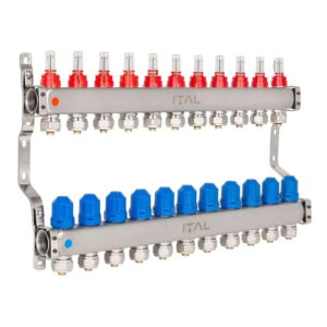 Коллектор теплого пола ITAL 1″x3/4″ 11 выходов, с расходомерами (HC1-1)