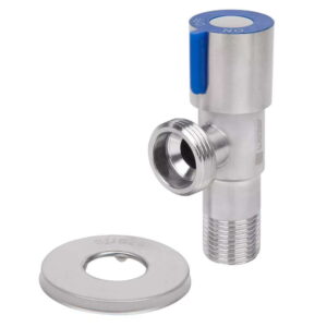 Приборный кран Wezer 1/2″x3/4″ угловой, нержавеющая сталь (SOL22B-18-BLUE)