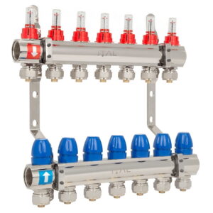 Коллектор теплого пола ITAL 1″x3/4″ 7 выходов, с расходомерами (IT07-H2001)