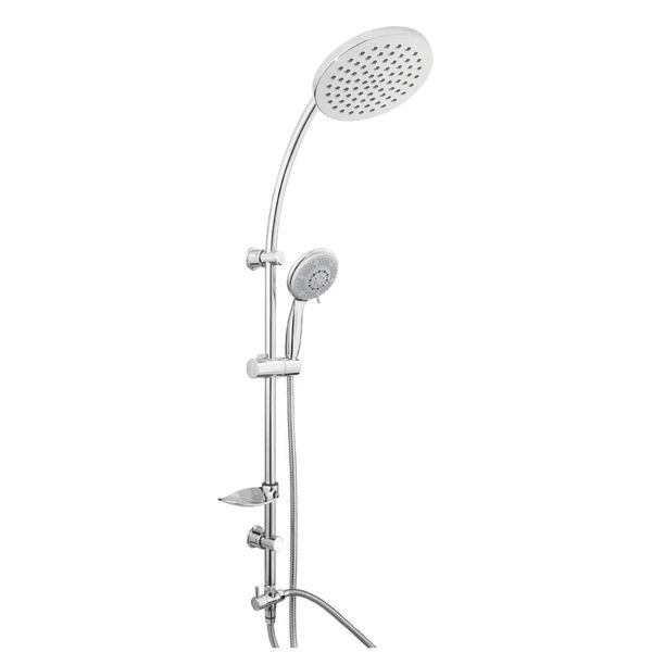 Dushsustema1 Душевая система Rubineta Stream с полкой, латунная, хром