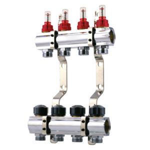 Коллектор теплого пола Aquaforce 1″x3/4″ 2 выхода, с расходомерами