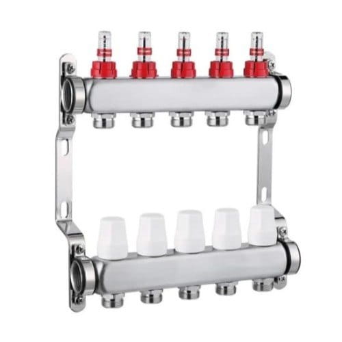 EA-AF24502_0 Коллектор теплого пола Aquaforce 1″x3/4″ 2 выходов, с расходомерами (нержавеющая сталь)