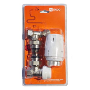 Термостатический комплект FADO 1/2″ ВН угловой, белый (KTS01)