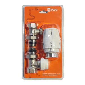 Термостатический комплект FADO New 1/2″ ВН прямой, белый (KTS02)