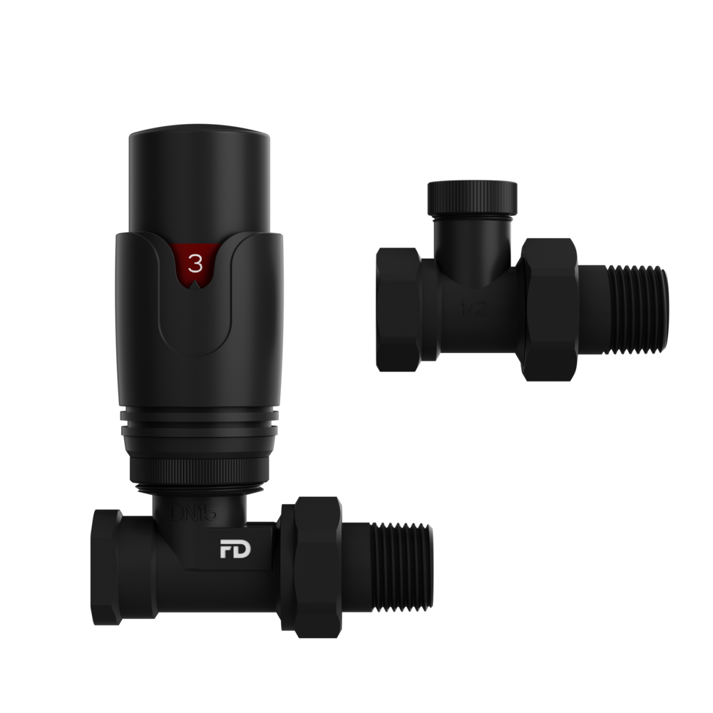 FD-KTS02B_0 Термостатический комплект FADO Premio 1/2″ ВН прямой, черный матовый (KTS02B)