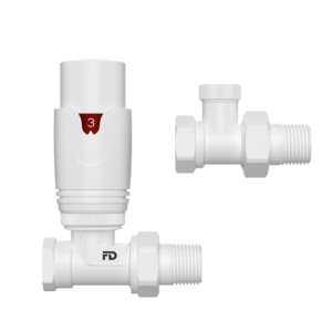 Термостатический комплект FADO Premio 1/2″ ВН прямой, белый матовый (KTS02W)