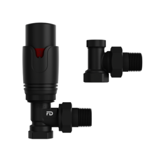 Термостатический комплект FADO Premio 1/2″ ВН угловой, черный матовый (KTS01B)